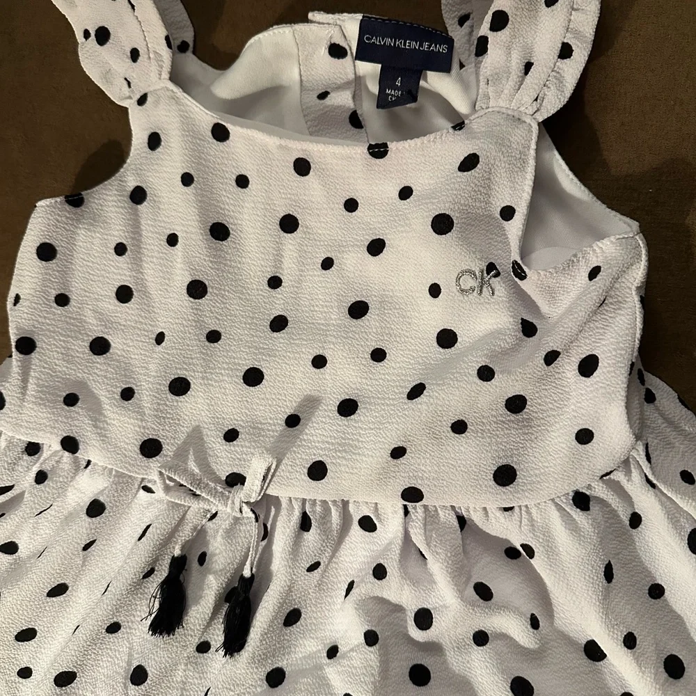 Calvin Klein White and Black Polka Dot Sundress 5/6 NWOT - Picture 2 of 3